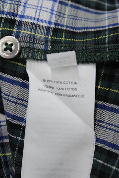 J Crew Women Plaid Collared Long Sleeve 100% Cotton Button-Up Green Size 12