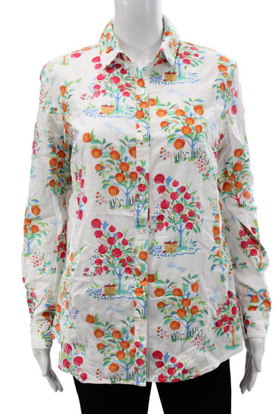 J. Mclaughlin Women Collared Button-Up Graphic Print Long Sleeve White Size XS