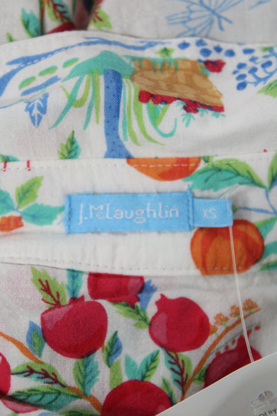 J. Mclaughlin Women Collared Button-Up Graphic Print Long Sleeve White Size XS