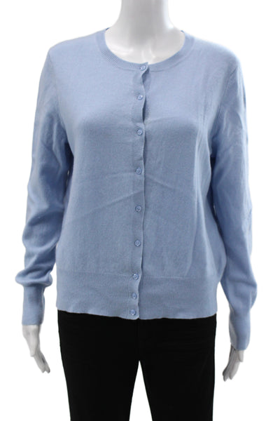Lord & Taylor Unisex Light Blue Cashmere Crew Neck Cardigan Button Size XL