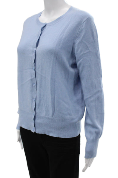 Lord & Taylor Unisex Light Blue Cashmere Crew Neck Cardigan Button Size XL