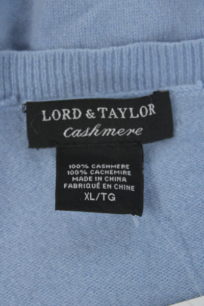 Lord & Taylor Unisex Light Blue Cashmere Crew Neck Cardigan Button Size XL