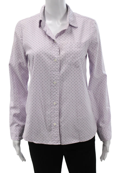 J Crew Women Polka Dot Collared Button-Up Blouse Light Blue Size 4
