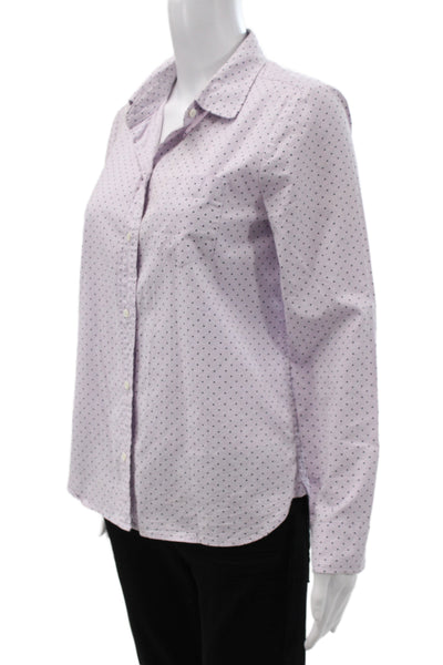 J Crew Women Polka Dot Collared Button-Up Blouse Light Blue Size 4