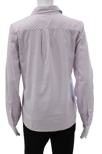 J Crew Women Polka Dot Collared Button-Up Blouse Light Blue Size 4