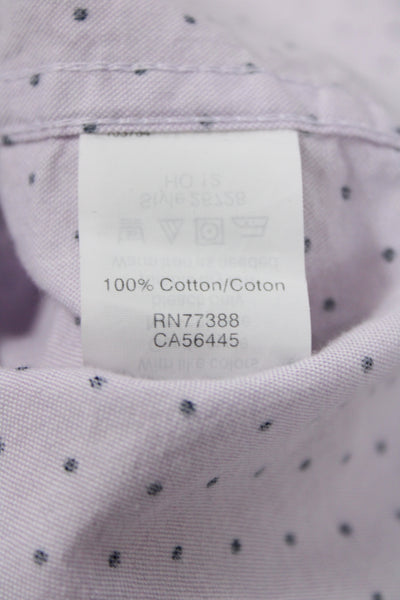 J Crew Women Polka Dot Collared Button-Up Blouse Light Blue Size 4