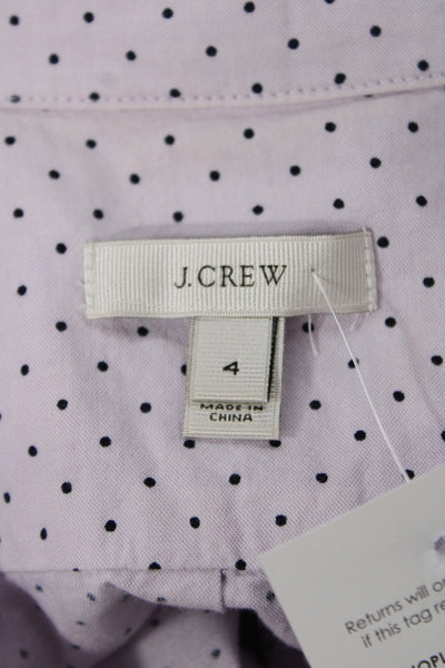 J Crew Women Polka Dot Collared Button-Up Blouse Light Blue Size 4