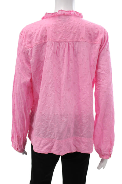 J Crew Women Pink Bohemian Tunic Long Sleeve Cotton Button Size L