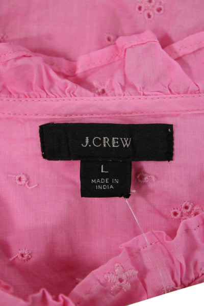 J Crew Women Pink Bohemian Tunic Long Sleeve Cotton Button Size L