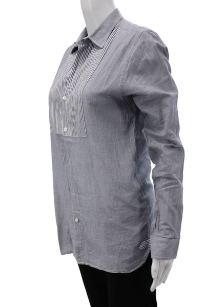 Theory Womens Striped Cotton Button-Up Shirt Long Sleeve Size XS Petites