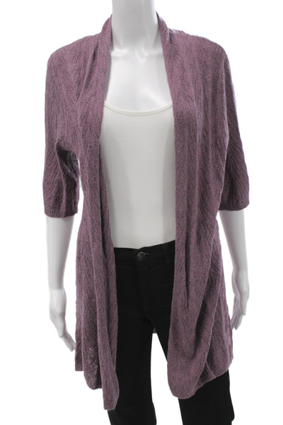 Eileen Fisher Unisex Purple Alpaca Blend Cardigan 3/4 Sleeve Size M