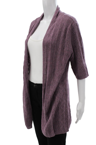 Eileen Fisher Unisex Purple Alpaca Blend Cardigan 3/4 Sleeve Size M