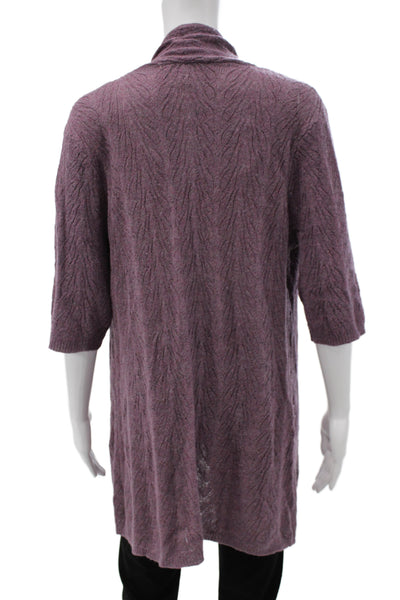 Eileen Fisher Unisex Purple Alpaca Blend Cardigan 3/4 Sleeve Size M