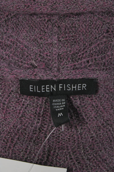 Eileen Fisher Unisex Purple Alpaca Blend Cardigan 3/4 Sleeve Size M