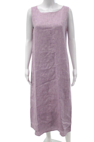 Eileen Fisher Women Shift Sleeveless Square Neck Irish Linen Purple Dress Size M