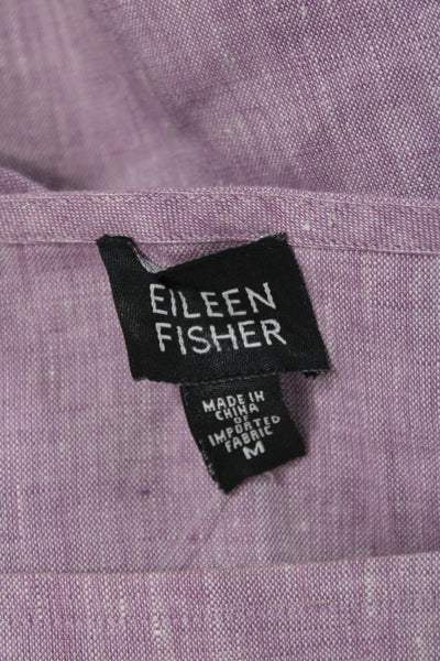 Eileen Fisher Women Shift Sleeveless Square Neck Irish Linen Purple Dress Size M