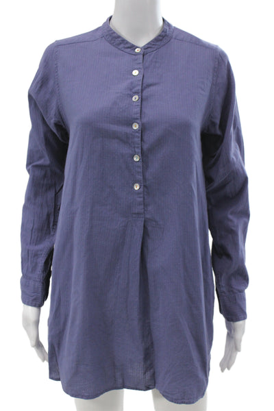 Matta Women Bohemian Dark Blue Cotton Tunic Button Up Size M