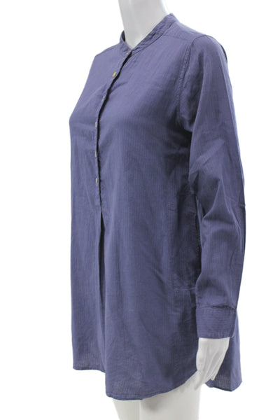 Matta Women Bohemian Dark Blue Cotton Tunic Button Up Size M