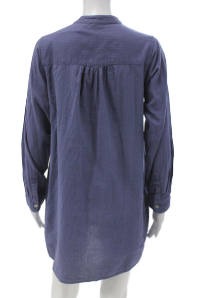 Matta Women Bohemian Dark Blue Cotton Tunic Button Up Size M