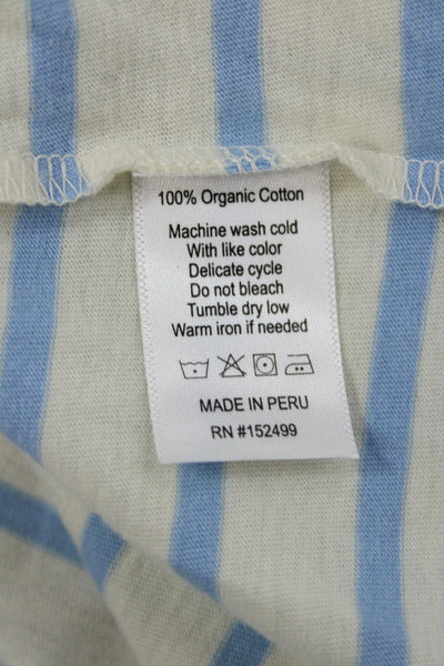 Amour Vert Womens Striped Long Sleeve Crew Neck Jersey T-Shirt White Size M