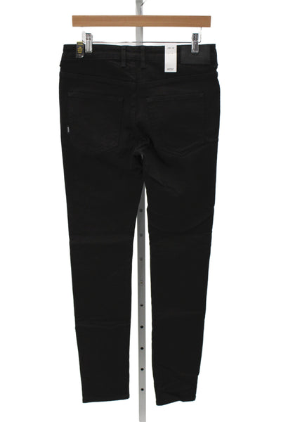 Wezc Mens Skinny Black Jeans 98.5% Cotton 1.5% Elastane Button Size 30
