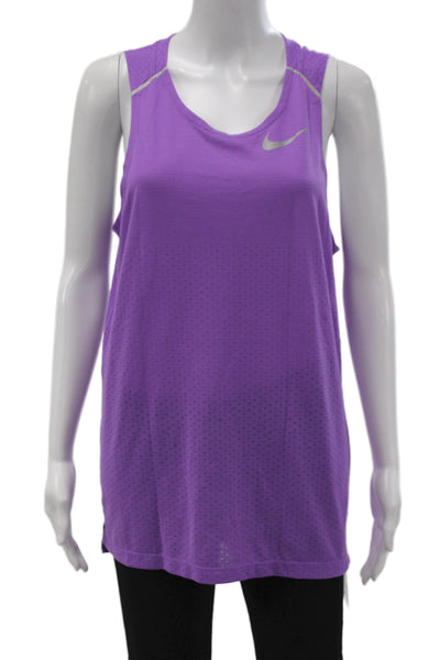 Nike Women Sleeveless Scoop Neck Purple Polyester Sports Top Buckle Size S