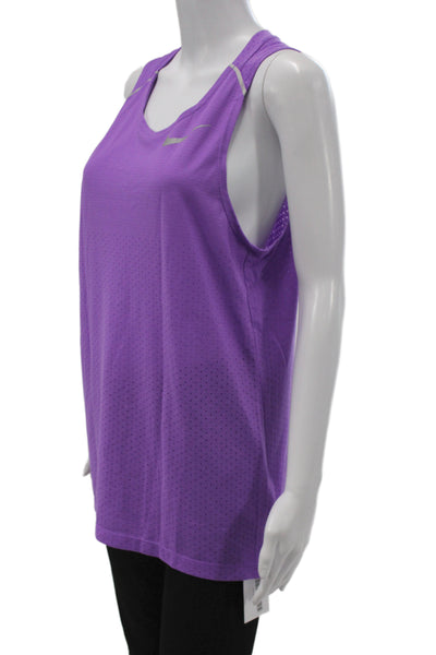 Nike Women Sleeveless Scoop Neck Purple Polyester Sports Top Buckle Size S