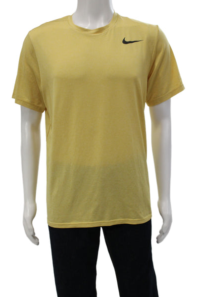 Nike Mens Yellow Short Sleeve T-Shirt Polyester Spandex Sports Size M