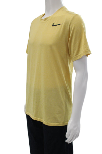 Nike Mens Yellow Short Sleeve T-Shirt Polyester Spandex Sports Size M