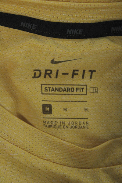 Nike Mens Yellow Short Sleeve T-Shirt Polyester Spandex Sports Size M