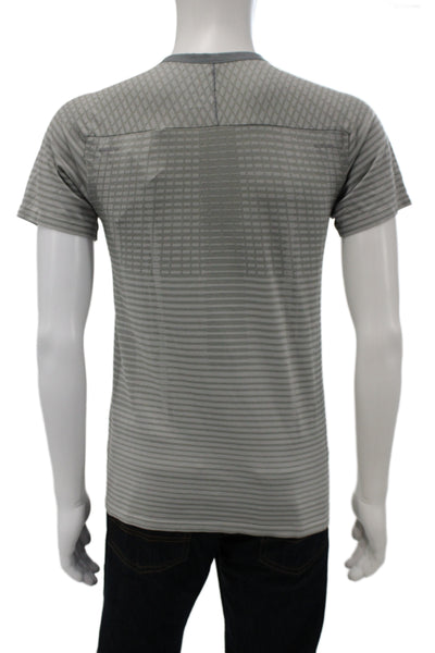 Nike Mens Striped Gray Crew Neck Short Sleeve T-Shirt Polyester Spandex Size S
