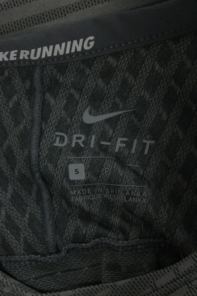 Nike Mens Striped Gray Crew Neck Short Sleeve T-Shirt Polyester Spandex Size S