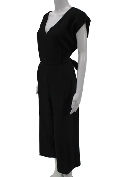 Ett: Twa By Anthropologie Women Jumpsuit Black V-Neck Short Sleeve Size L