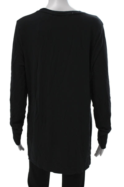 Athleta Womens Black Cotton Polyester Round Neck Long Sleeve Tunic Size L