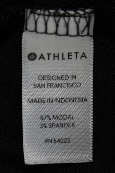 Athleta Womens Black Cotton Polyester Round Neck Long Sleeve Tunic Size L