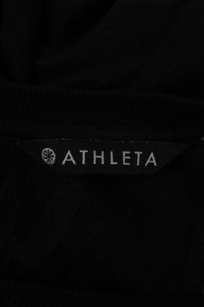 Athleta Womens Black Cotton Polyester Round Neck Long Sleeve Tunic Size L