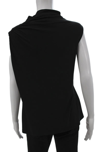 DKNY Womens Basic Mock Neck Sleeveless Black Blouse Size L
