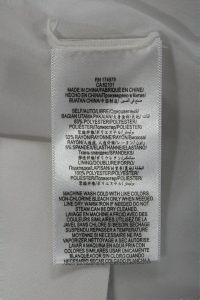 BCBGMAXAZRIA Womens White V-Neck Sleeveless Polyester Blouse Designer Size M