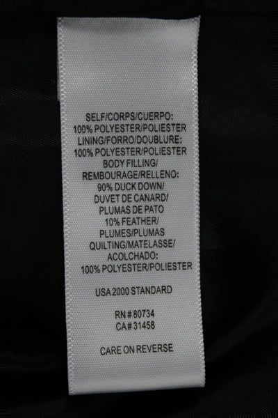 BCBGMAXAZRIA Womens Pea Coat Quilted Puffer Black Button Mock Neck Size L