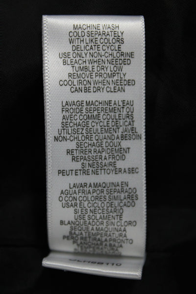 BCBGMAXAZRIA Womens Pea Coat Quilted Puffer Black Button Mock Neck Size L