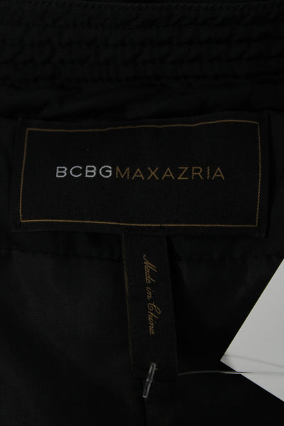 BCBGMAXAZRIA Womens Pea Coat Quilted Puffer Black Button Mock Neck Size L