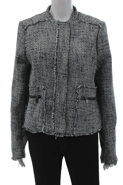 Banana Republic Womens Dark Gray Tweed Wool Blazer Buckle Closure Size 12