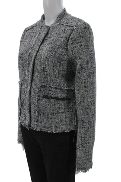 Banana Republic Womens Dark Gray Tweed Wool Blazer Buckle Closure Size 12