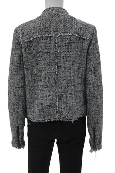 Banana Republic Womens Dark Gray Tweed Wool Blazer Buckle Closure Size 12