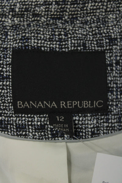 Banana Republic Womens Dark Gray Tweed Wool Blazer Buckle Closure Size 12