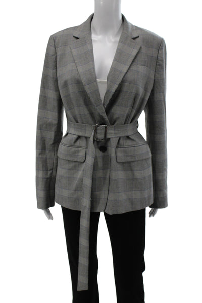 Banana Republic Womens Dark Gray Tweed Wool Blazer Buckle Closure Size 12