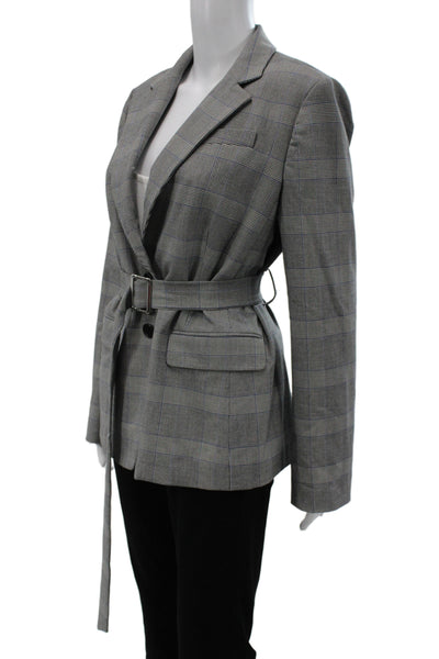 Banana Republic Womens Dark Gray Tweed Wool Blazer Buckle Closure Size 12