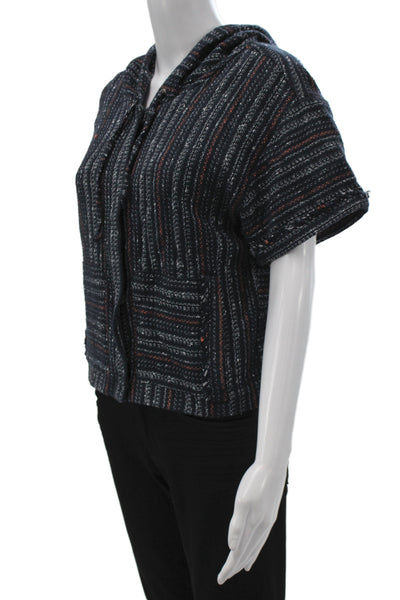 Rachel Rachel Roy Womens Pullover Hoodie Dark Blue Striped Size L