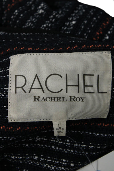 Rachel Rachel Roy Womens Pullover Hoodie Dark Blue Striped Size L