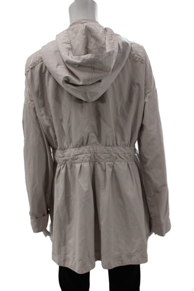 Ted Baker London Womens Anorak Raincoat High Neck Beige Button Size 4